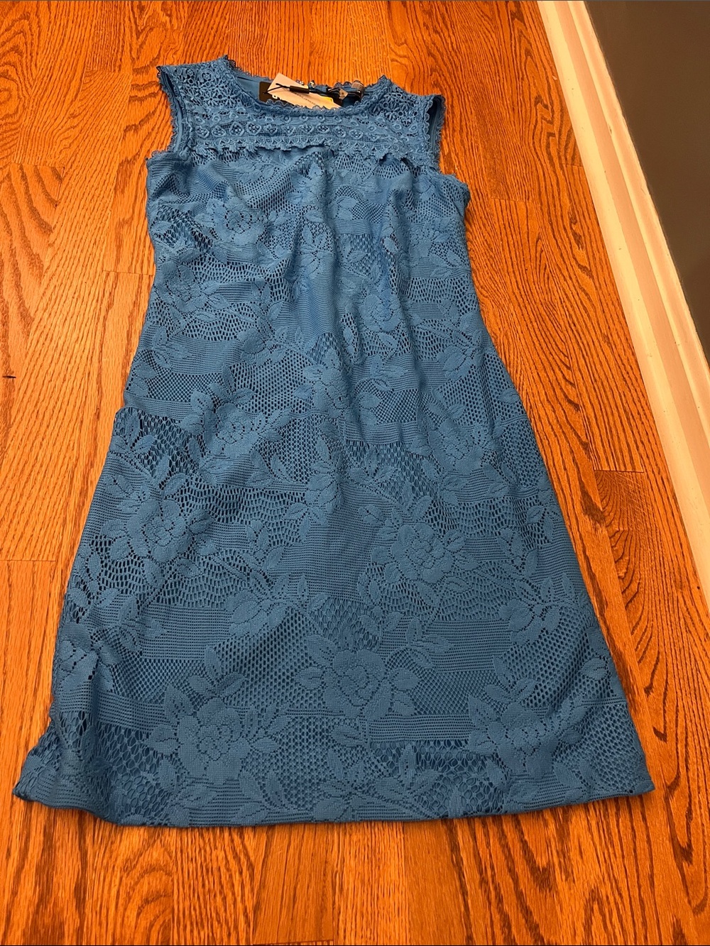Karl Lagerfeld Blue Lace Sleeveless Shift Dress